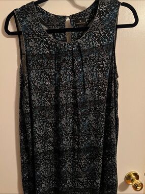 Worthington Black and Blue Patterned Sleeveless Tank